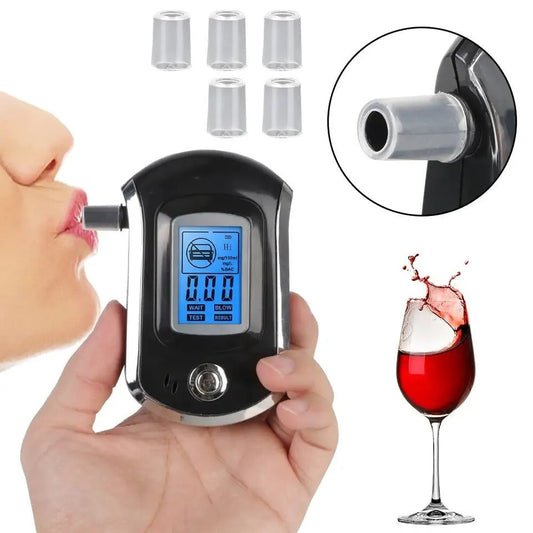 Mini Digital Breath Alcohol Tester with LCD Screen & Mouthpieces