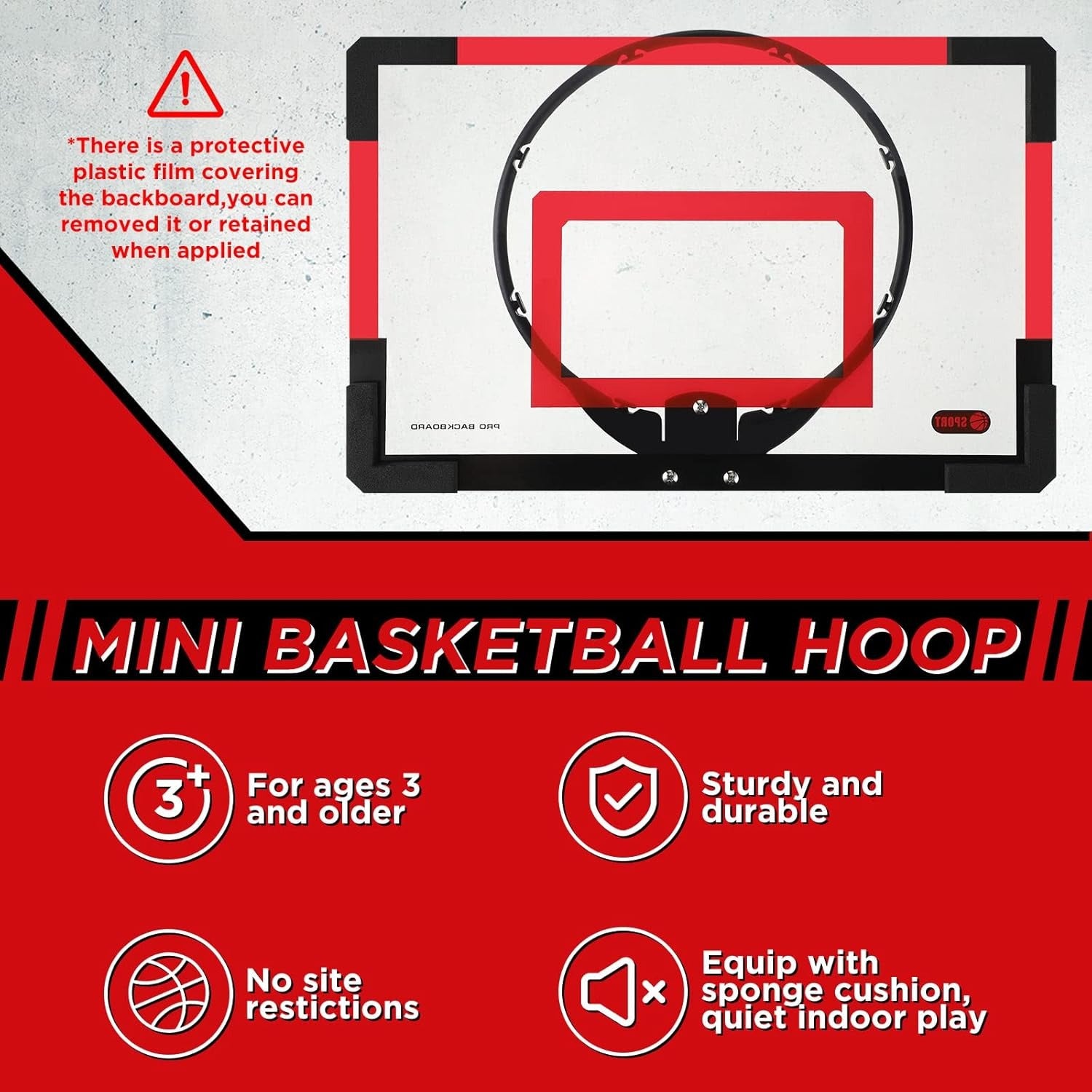 Mini Basketball Hoop with Indoor & Outdoor, Foldable, Silent, Durable Plastic For Ages 3+