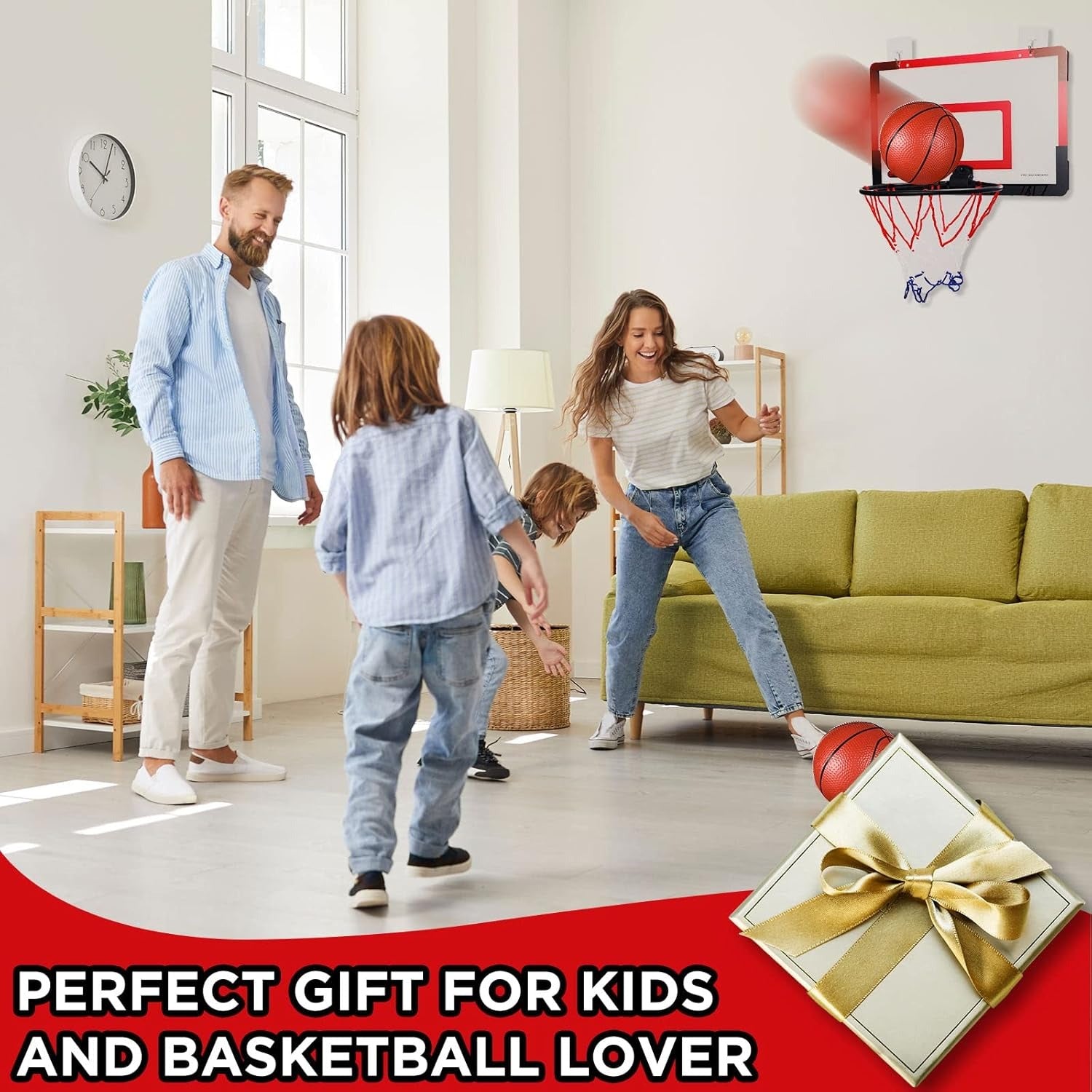 Mini Basketball Hoop with Indoor & Outdoor, Foldable, Silent, Durable Plastic For Ages 3+