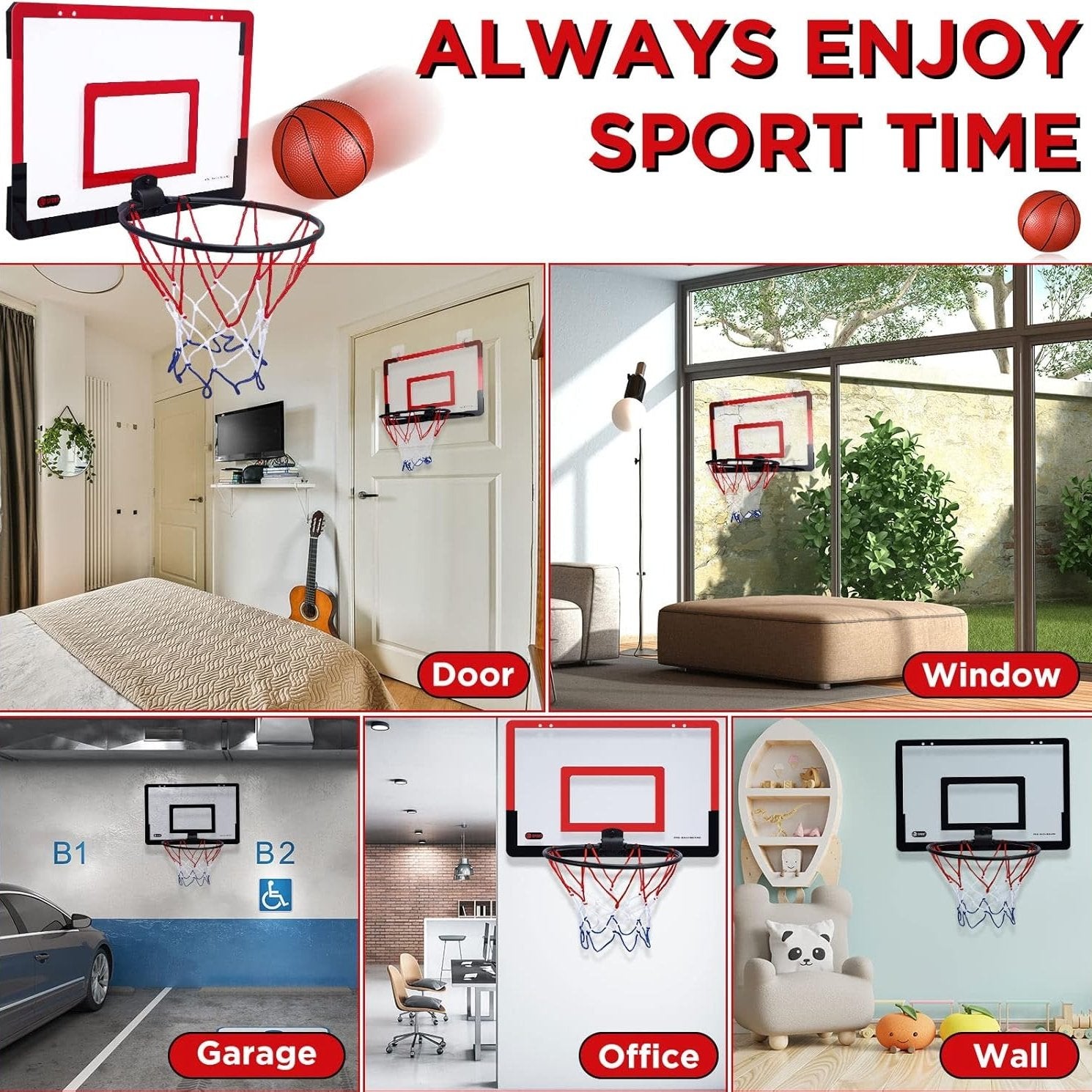 Mini Basketball Hoop with Indoor & Outdoor, Foldable, Silent, Durable Plastic For Ages 3+