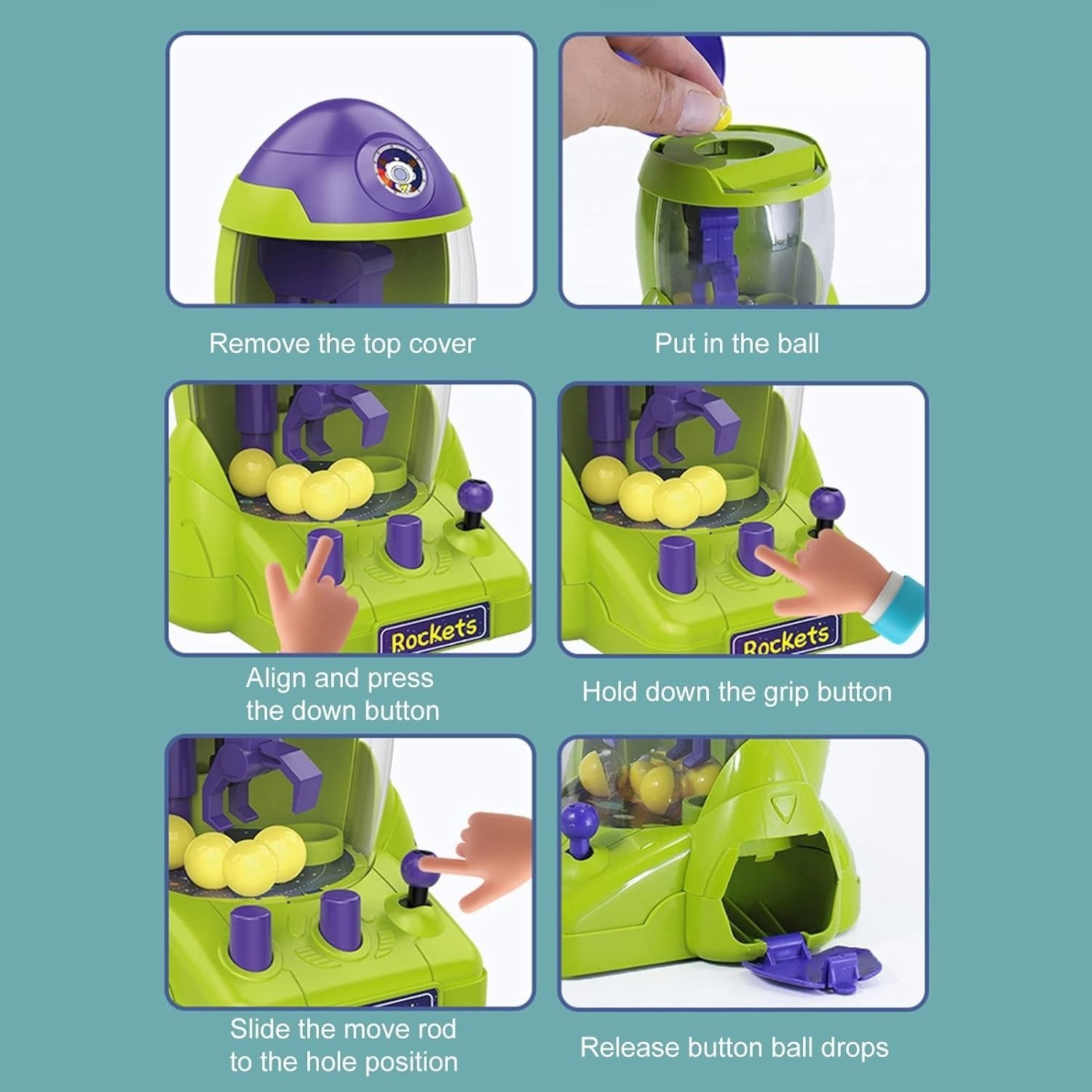 Mini Claw Machine, Boost Skills, Focus and Social Interaction, Safe for Kids 3+