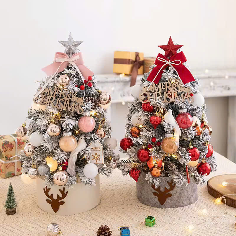 Mini Decorative Christmas Tree for Desktop with LED Lights, Safe Materials, Easy to Install and Disassemble