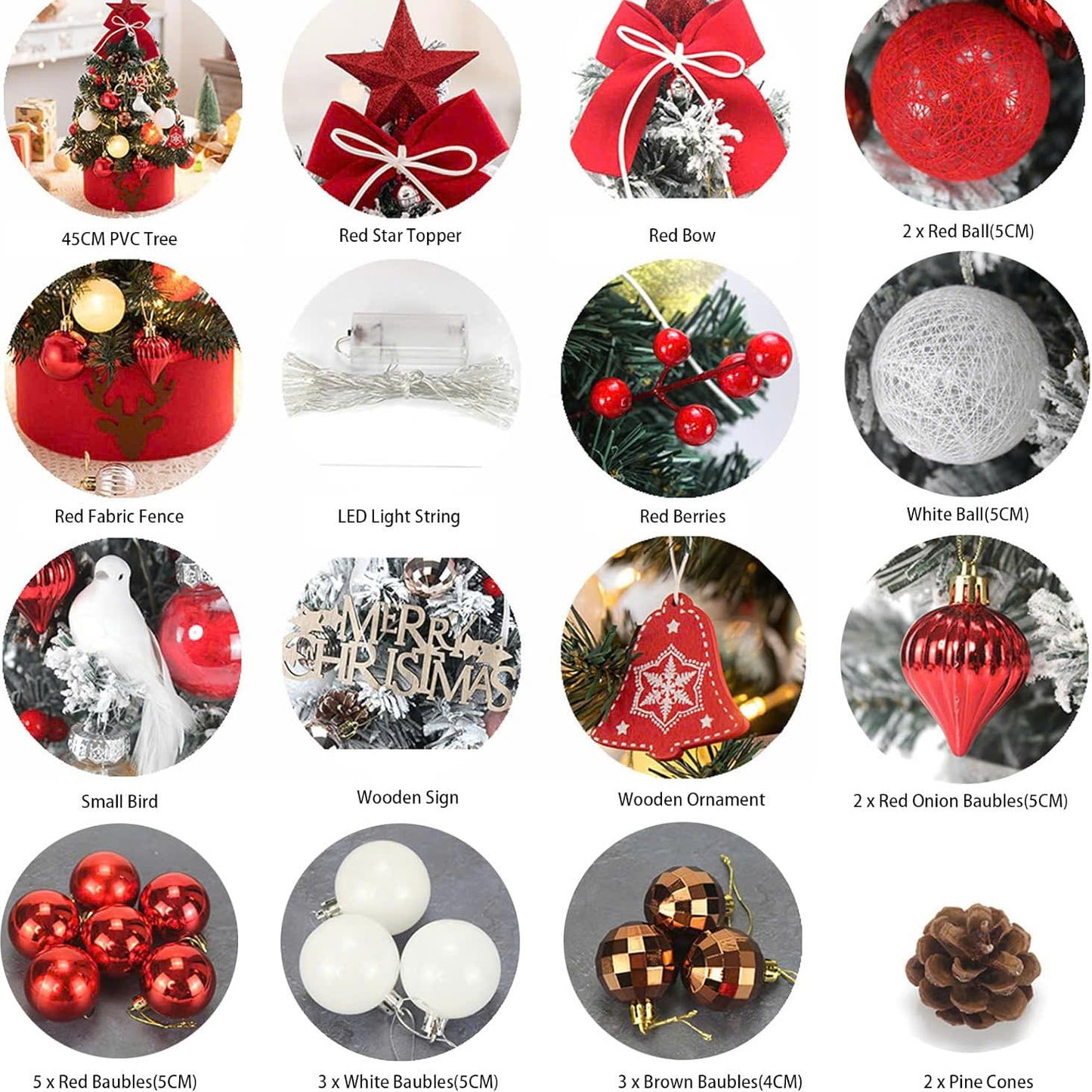 Mini Decorative Christmas Tree for Desktop with LED Lights, Safe Materials, Easy to Install and Disassemble