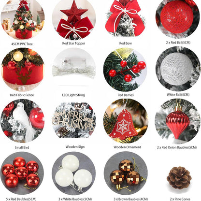 Mini Decorative Christmas Tree for Desktop with LED Lights, Safe Materials, Easy to Install and Disassemble