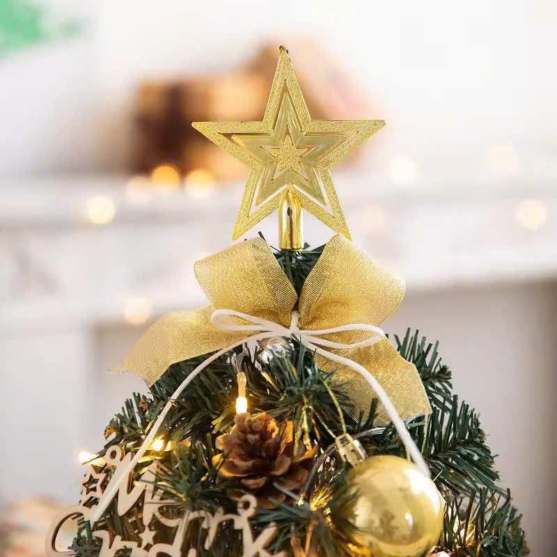 Mini Decorative Christmas Tree for Desktop with LED Lights, Safe Materials, Easy to Install and Disassemble