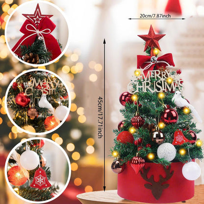 Mini Decorative Christmas Tree for Desktop with LED Lights, Safe Materials, Easy to Install and Disassemble