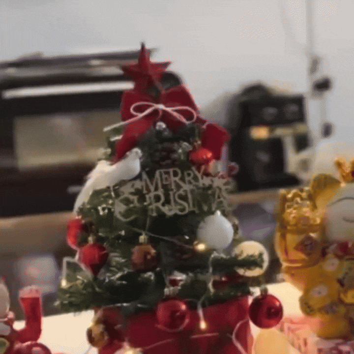 Mini Decorative Christmas Tree for Desktop with LED Lights, Safe Materials, Easy to Install and Disassemble