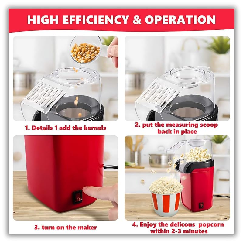 Mini Home Popcorn Maker with High Popping Rate and One-Button Operation – Perfect for Parties and Movie Nights