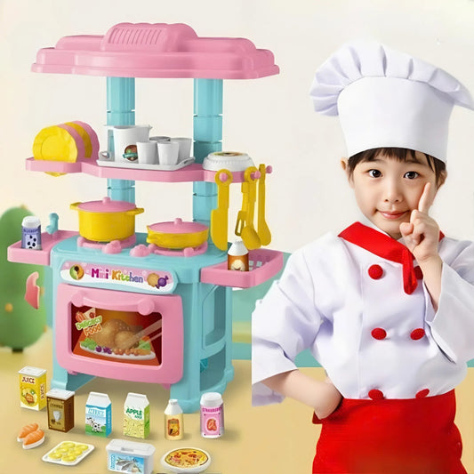Mini Kitchen Toy with 48 Accessories, Safe ABS Plastic, Realistic Cooking Playset, Perfect Gift for Boys and Girls Ages 3+