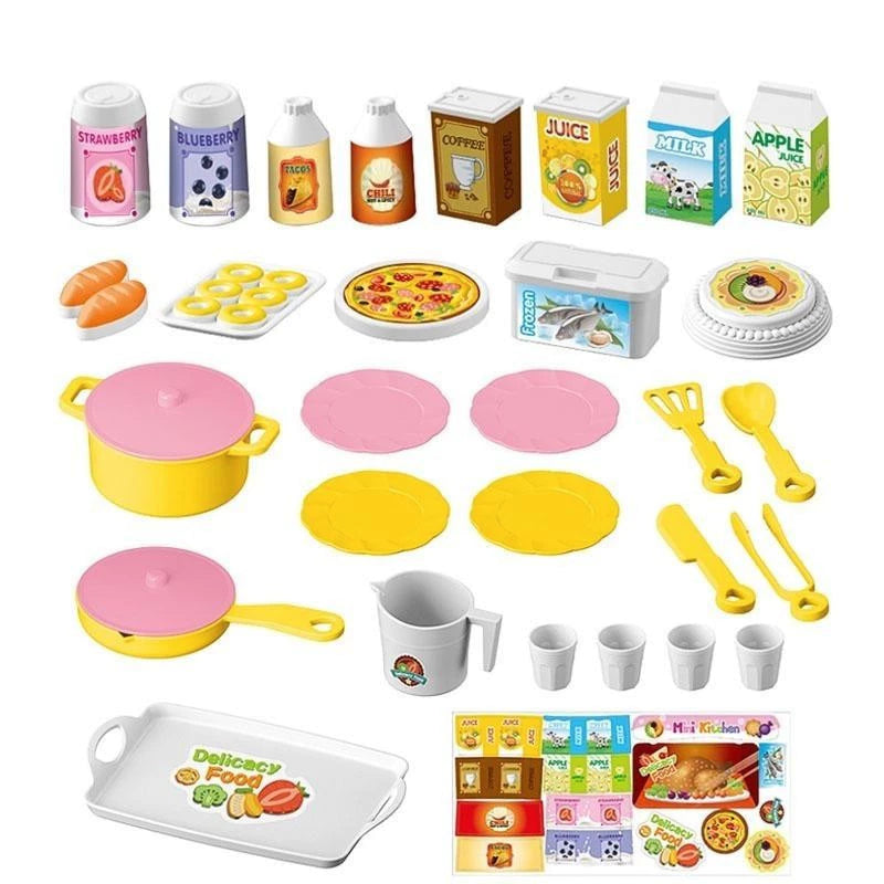 Mini Kitchen Toy with 48 Accessories, Safe ABS Plastic, Realistic Cooking Playset, Perfect Gift for Boys and Girls Ages 3+