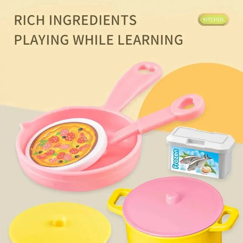 Mini Kitchen Toy with 48 Accessories, Safe ABS Plastic, Realistic Cooking Playset, Perfect Gift for Boys and Girls Ages 3+