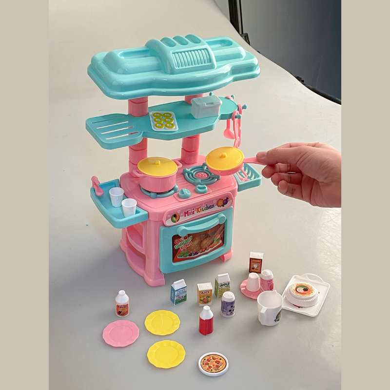 Mini Kitchen Toy with 48 Accessories, Safe ABS Plastic, Realistic Cooking Playset, Perfect Gift for Boys and Girls Ages 3+