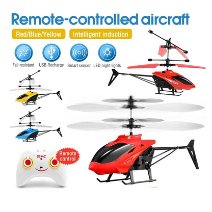 Mini Remote Control Helicopter Toy, Rechargeable, Fall-Resistant, LED Lights, Safe for Ages 3+