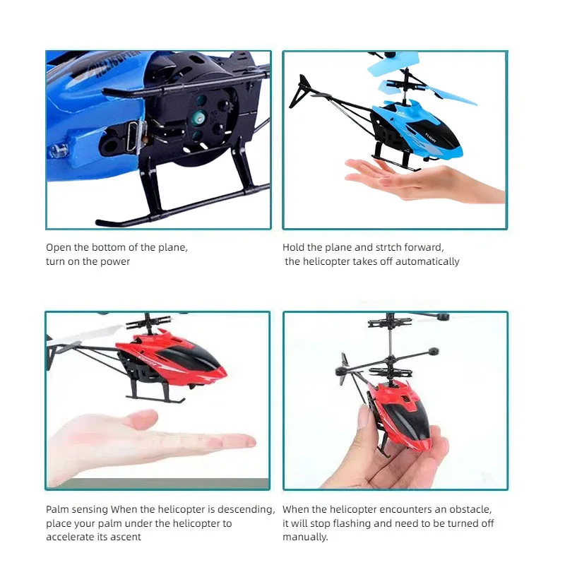 Mini Remote Control Helicopter Toy, Rechargeable, Fall-Resistant, LED Lights, Safe for Ages 3+