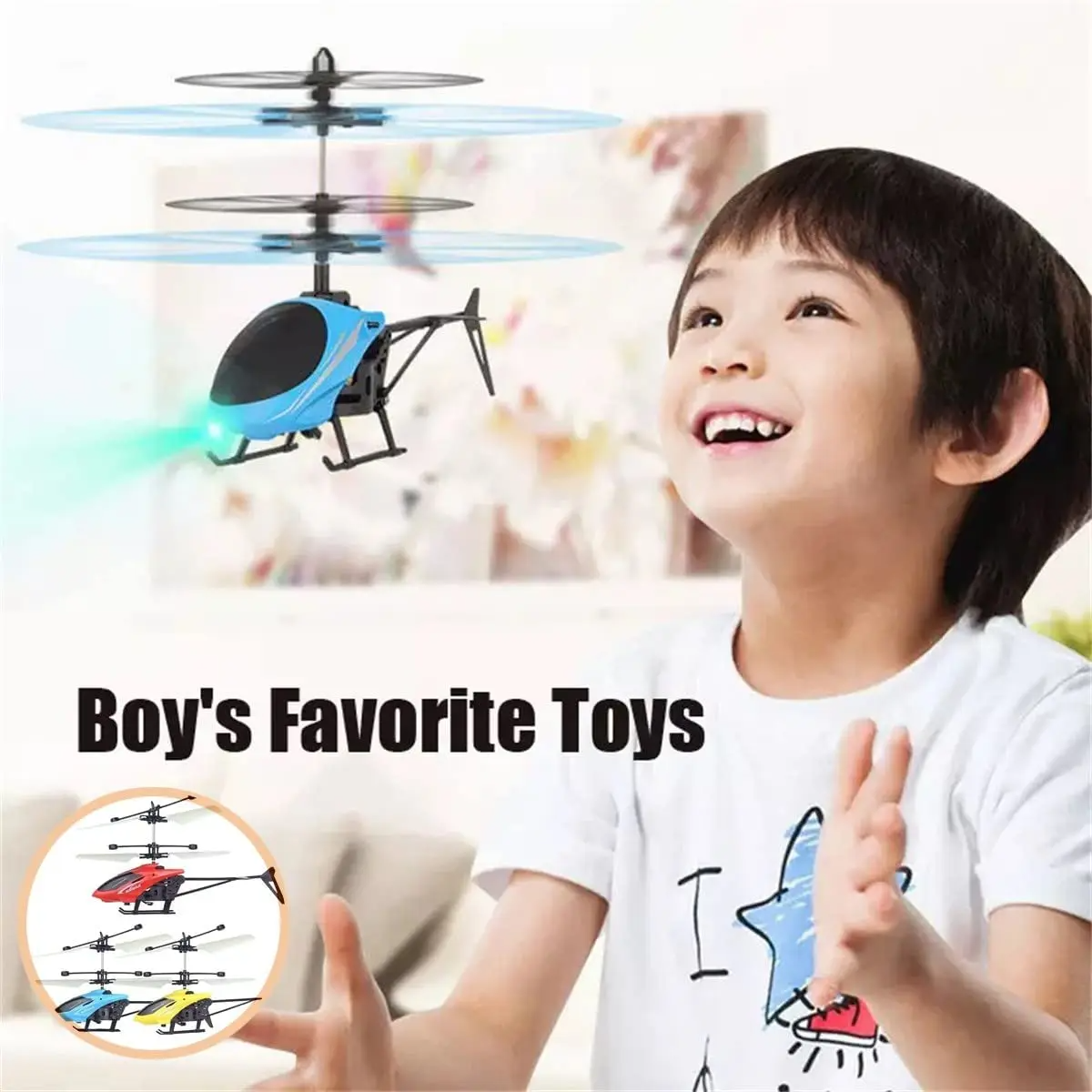 Mini Remote Control Helicopter Toy, Rechargeable, Fall-Resistant, LED Lights, Safe for Ages 3+