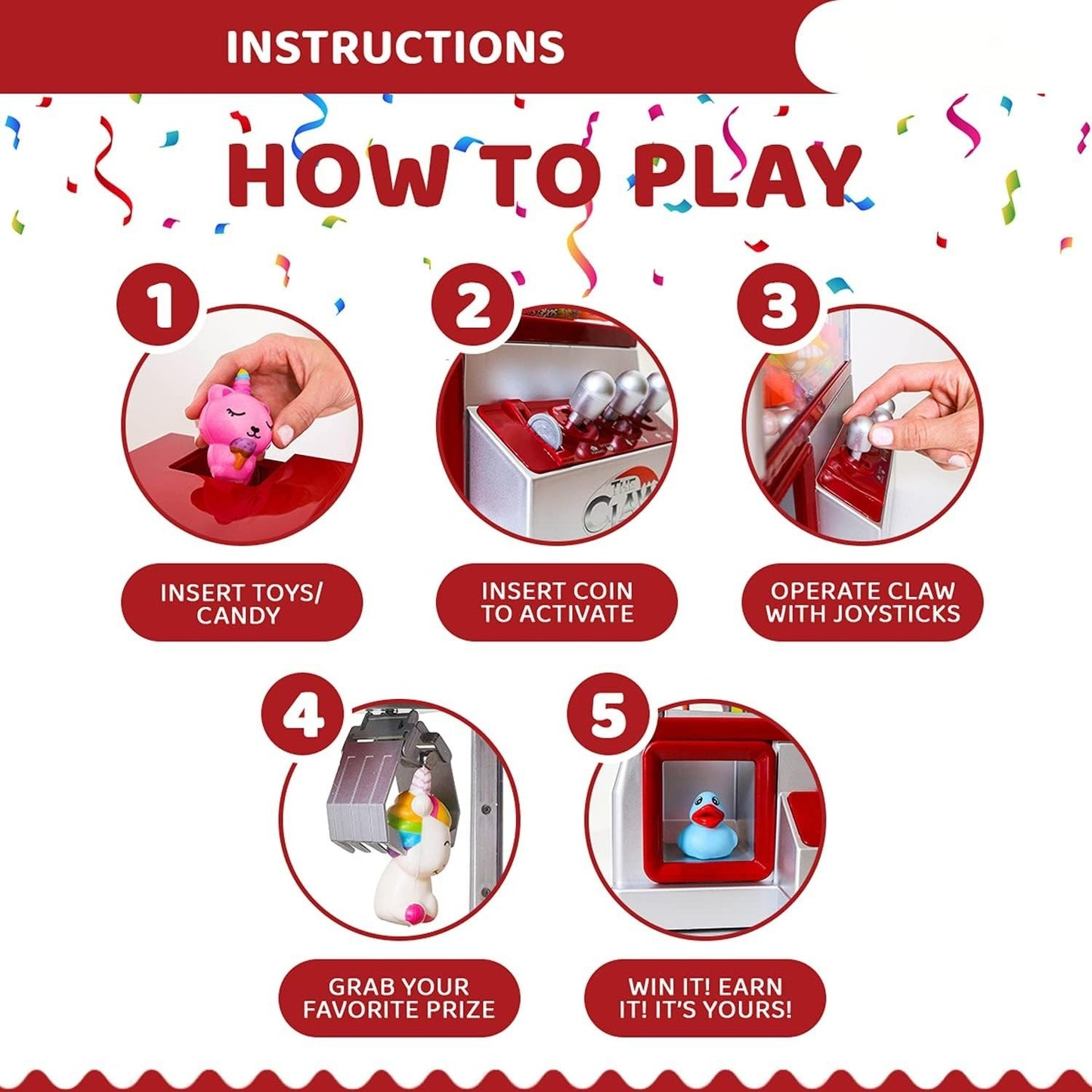 Miniature Candy Grabber with Manual Joystick Control, Retro Arcade Design, and Music & Sound Effects, Safe for Ages 3+