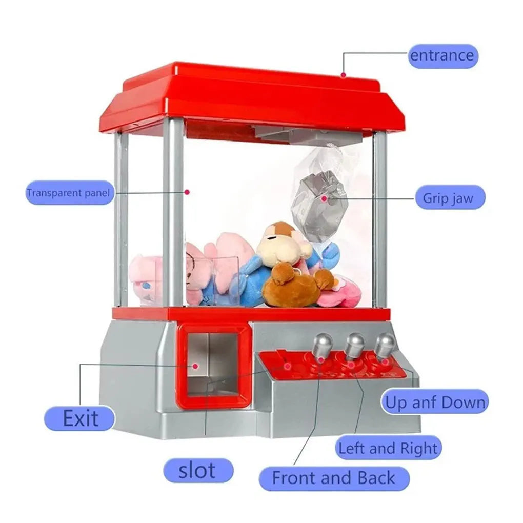 Miniature Candy Grabber with Manual Joystick Control, Retro Arcade Design, and Music & Sound Effects, Safe for Ages 3+