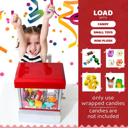 Miniature Candy Grabber with Manual Joystick Control, Retro Arcade Design, and Music & Sound Effects, Safe for Ages 3+
