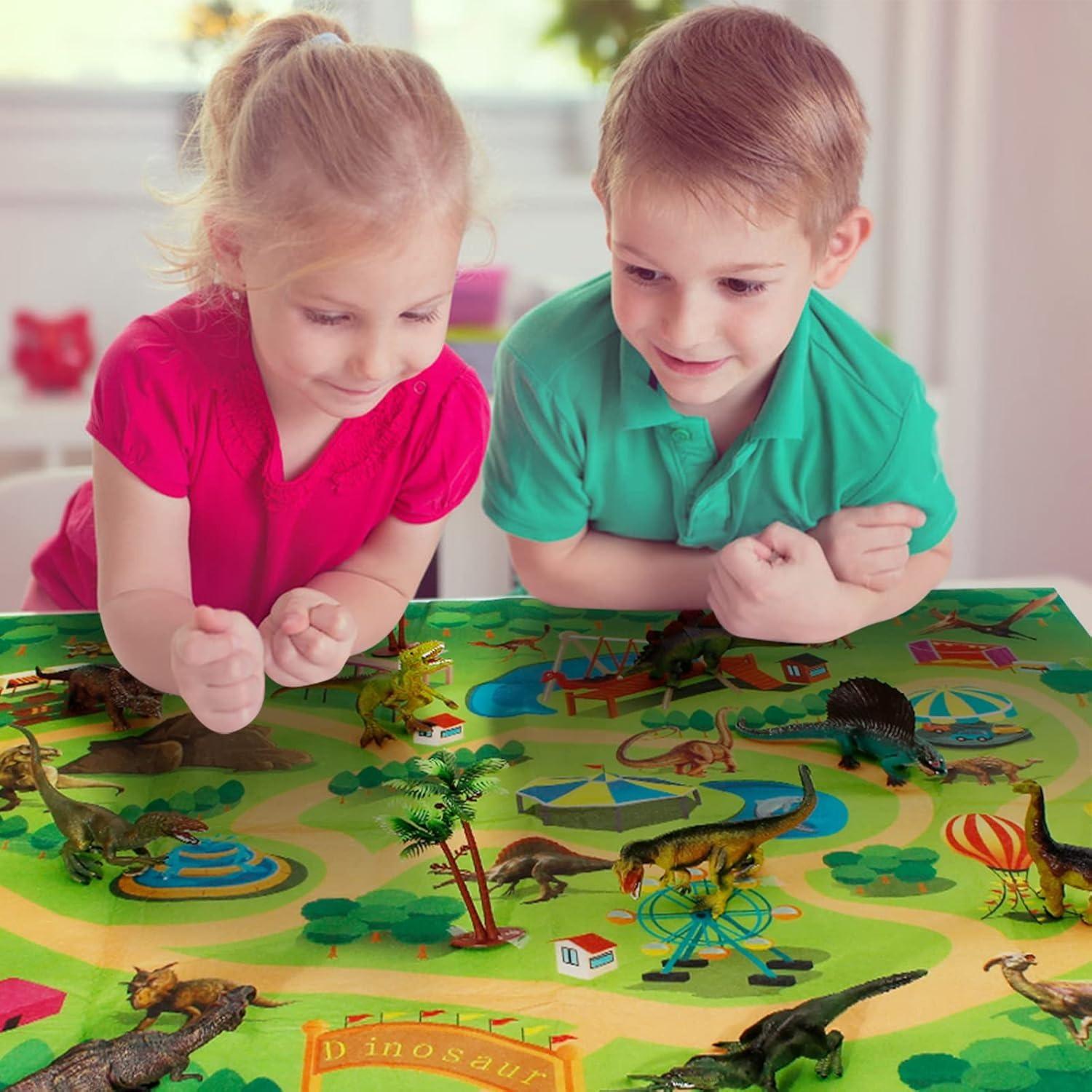 Minifigure Dinosaur Toy Jurassic Park Jungle Set With Educational, Realistic, Giftable, Safe for Ages 3+