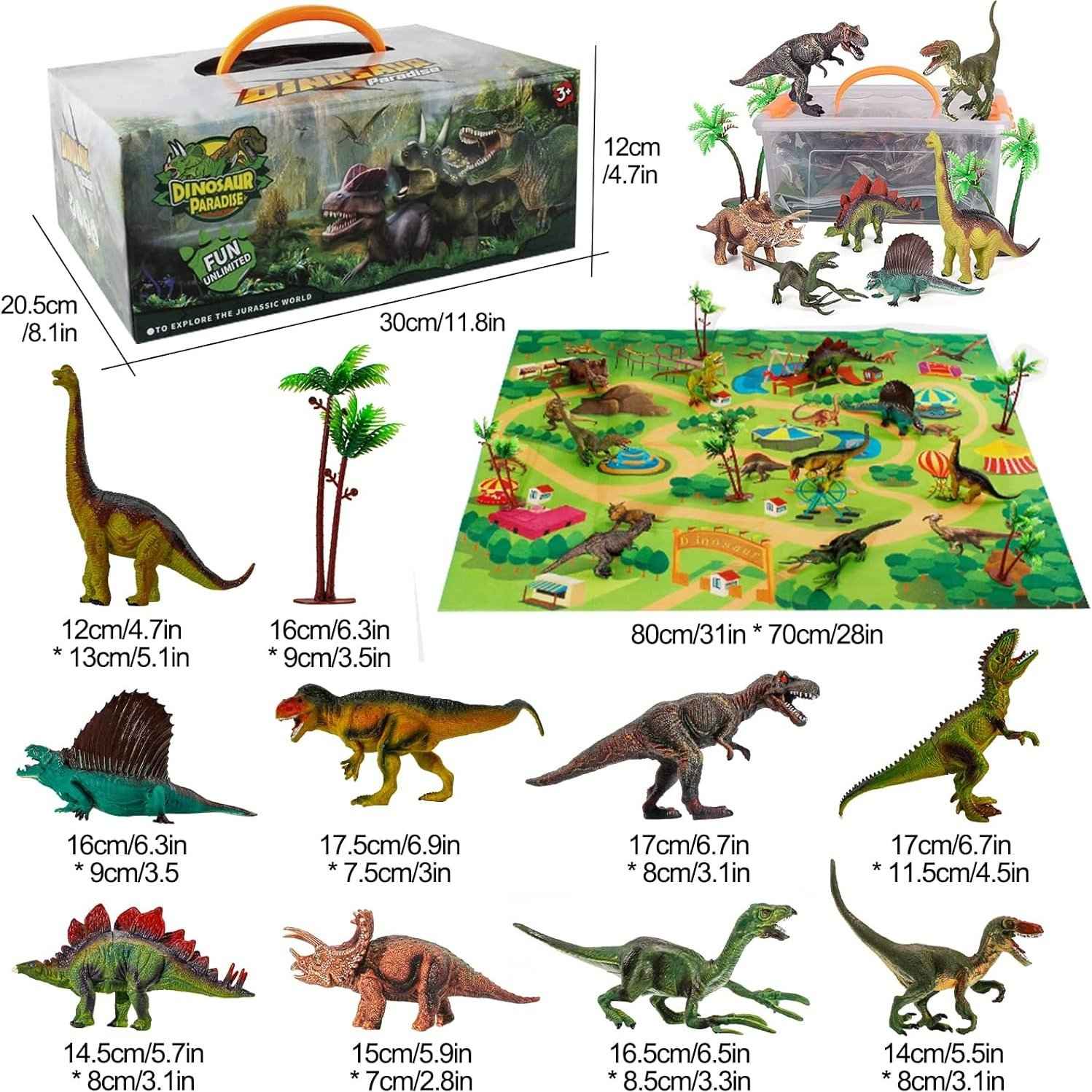 Minifigure Dinosaur Toy Jurassic Park Jungle Set With Educational, Realistic, Giftable, Safe for Ages 3+