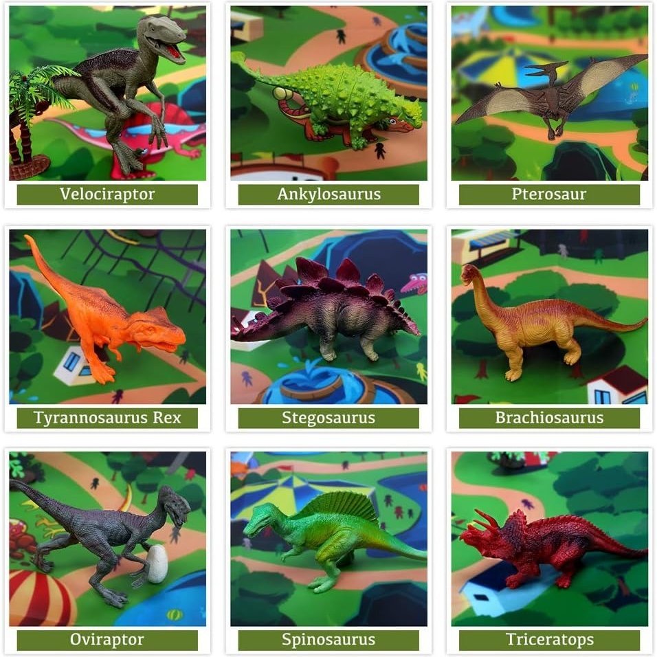Minifigure Dinosaur Toy Jurassic Park Jungle Set With Educational, Realistic, Giftable, Safe for Ages 3+