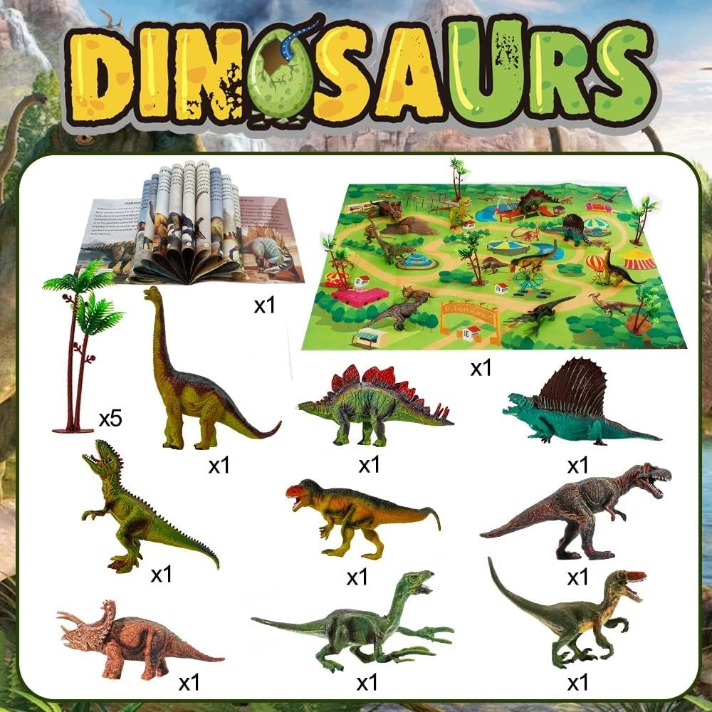 Minifigure Dinosaur Toy Jurassic Park Jungle Set With Educational, Realistic, Giftable, Safe for Ages 3+
