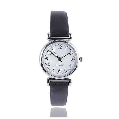 Minimalist Easy to Read Dial Leather Strap Quartz Watch – Classic Design with Time Adjustment Knob
