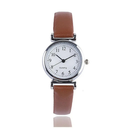 Minimalist Easy to Read Dial Leather Strap Quartz Watch – Classic Design with Time Adjustment Knob