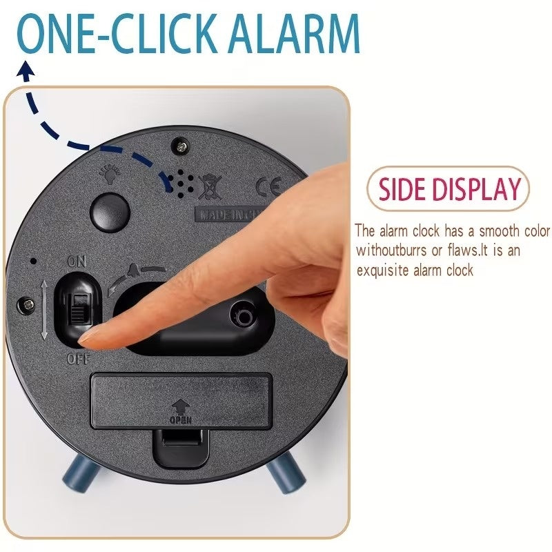Modern Scandinavian Silent Table Clock With Analog Hands, Alarm & Time Adjustment, Smooth Silent Sweep, Night Light