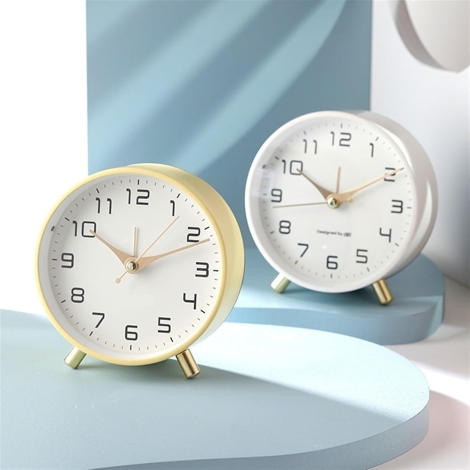 Modern Scandinavian Silent Table Clock With Analog Hands, Alarm & Time Adjustment, Smooth Silent Sweep, Night Light