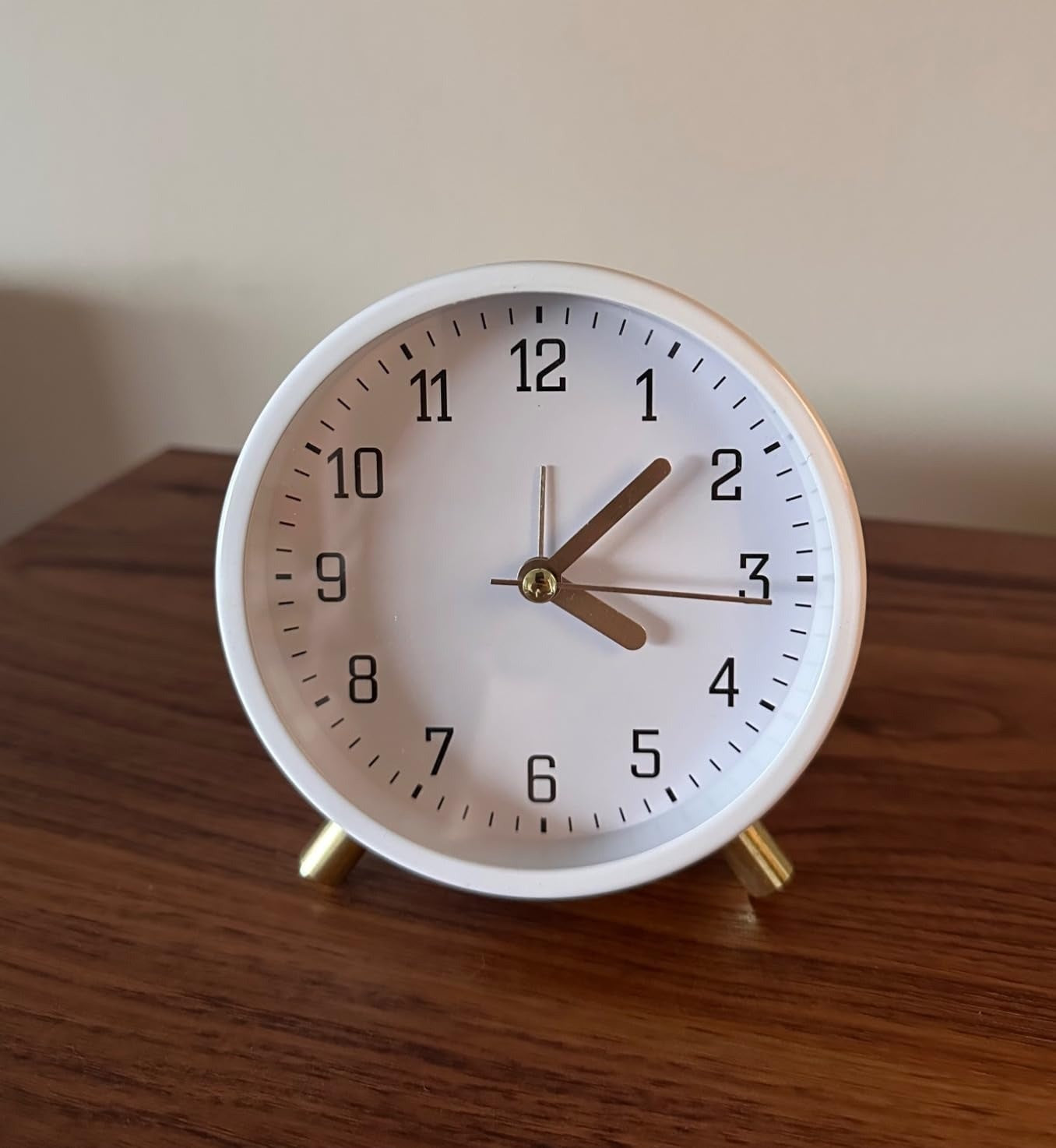 Modern Scandinavian Silent Table Clock With Analog Hands, Alarm & Time Adjustment, Smooth Silent Sweep, Night Light