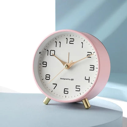 Modern Scandinavian Silent Table Clock With Analog Hands, Alarm & Time Adjustment, Smooth Silent Sweep, Night Light