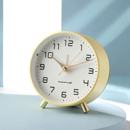 Modern Scandinavian Silent Table Clock With Analog Hands, Alarm & Time Adjustment, Smooth Silent Sweep, Night Light
