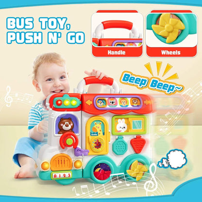 Montessori Busy Board Toy with Lights & Sounds, Foldable, Portable, Safe for Ages 1+