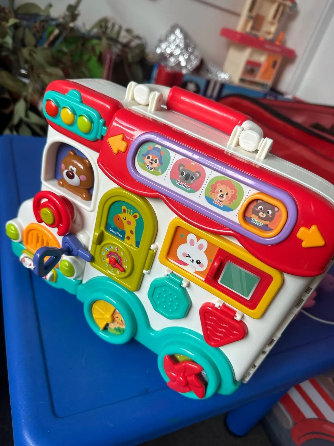 Montessori Busy Board Toy with Lights & Sounds, Foldable, Portable, Safe for Ages 1+