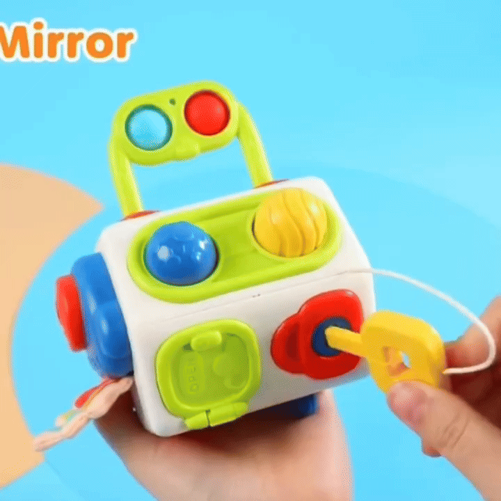 Montessori Busy Cube Toy with 10 Activities in 1, Brain Development Functions for Kids Ages 18+ Months