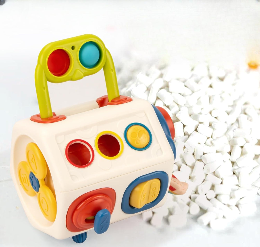 Montessori Busy Cube Toy with 10 Activities in 1, Brain Development Functions for Kids Ages 18+ Months