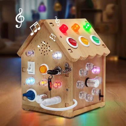Montessori Busy House Toy with Sound, Light, Portable and Safe for Ages 3+