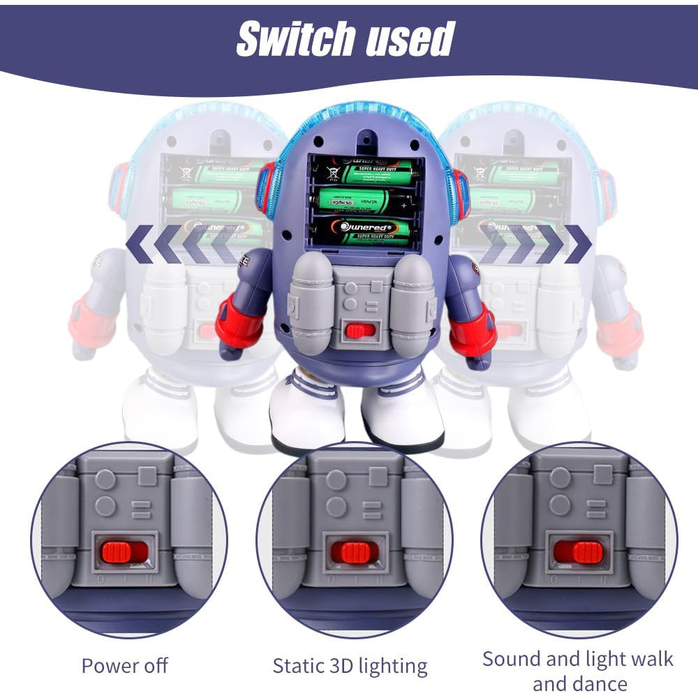 Montessori Electric Space Duck Music Toy with LED Lights, 2 Play Modes, Rotating and Dancing, Safe for Ages 6+ Months