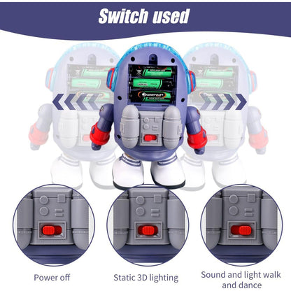 Montessori Electric Space Duck Music Toy with LED Lights, 2 Play Modes, Rotating and Dancing, Safe for Ages 6+ Months