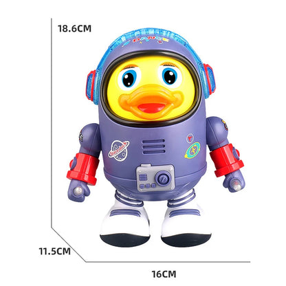 Montessori Electric Space Duck Music Toy with LED Lights, 2 Play Modes, Rotating and Dancing, Safe for Ages 6+ Months