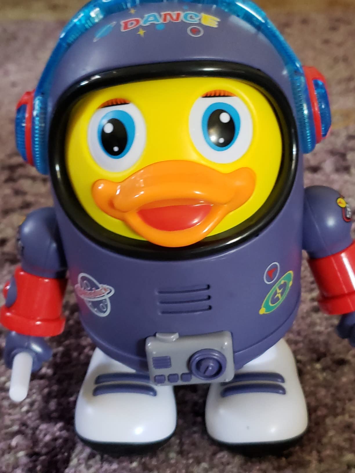 Montessori Electric Space Duck Music Toy with LED Lights, 2 Play Modes, Rotating and Dancing, Safe for Ages 6+ Months