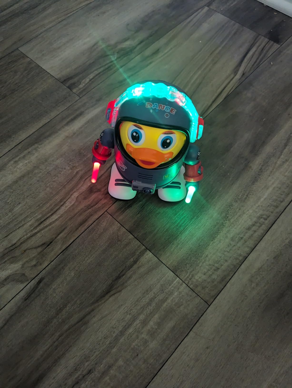 Montessori Electric Space Duck Music Toy with LED Lights, 2 Play Modes, Rotating and Dancing, Safe for Ages 6+ Months