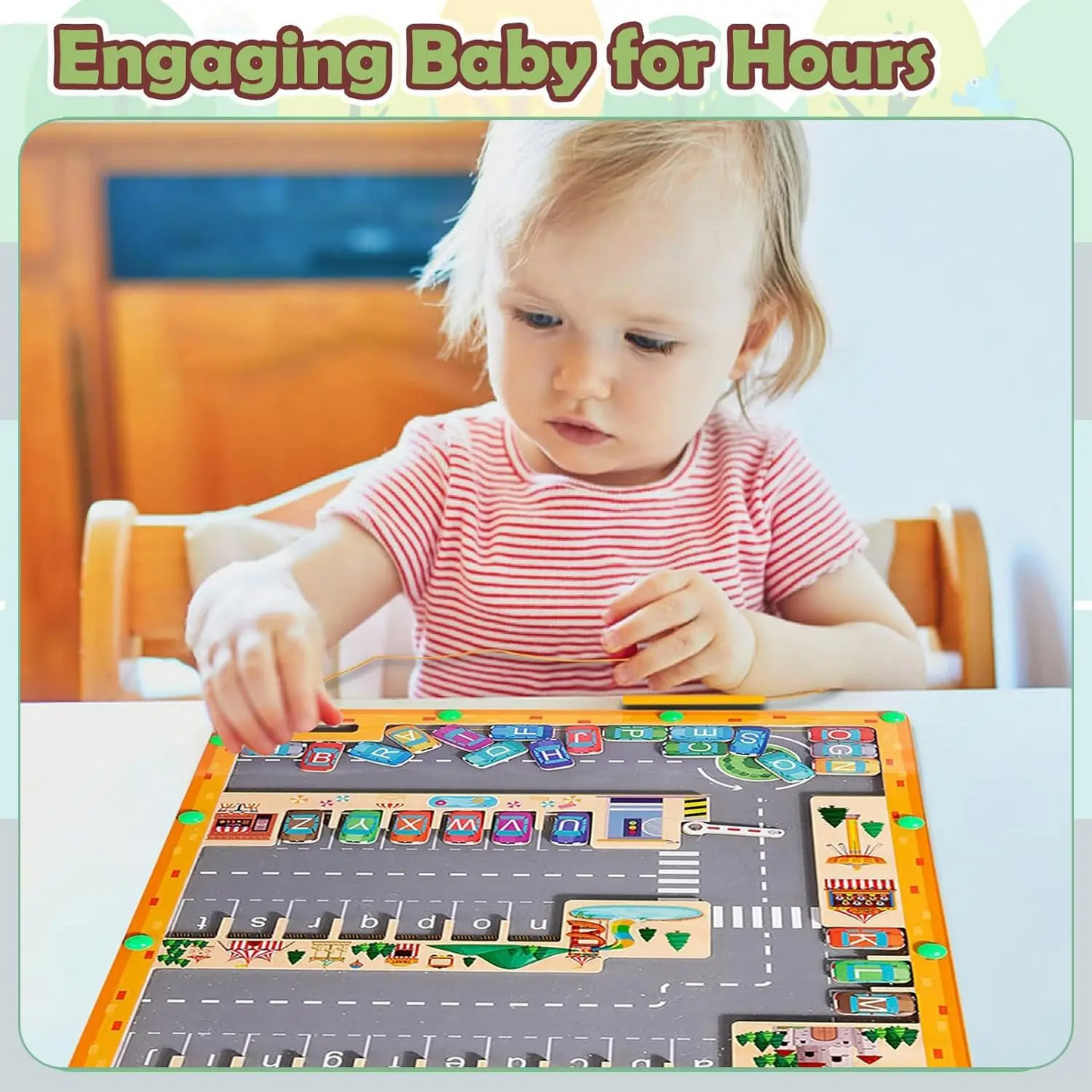 Montessori Magnetic Alphabet Maze Letter, Parking Lot Puzzles Game, Education Toy, Safe for Ages 2+