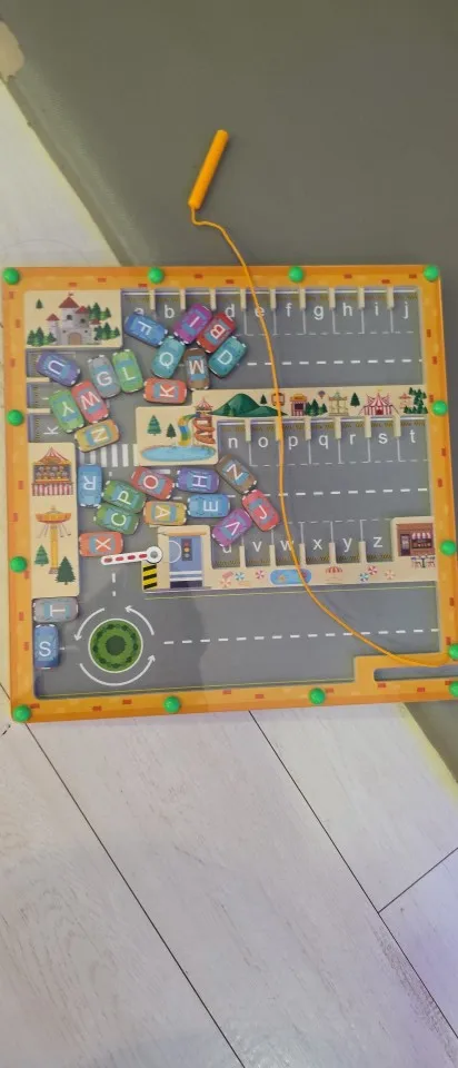 Montessori Magnetic Alphabet Maze Letter, Parking Lot Puzzles Game, Education Toy, Safe for Ages 2+