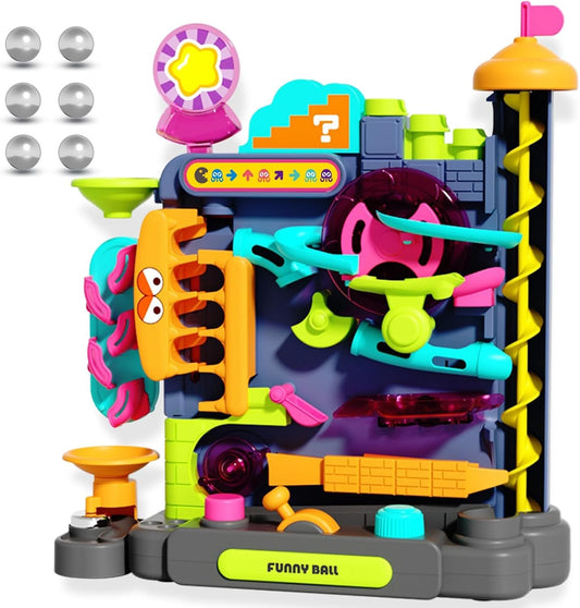 Montessori Rolling Ball Track Toy with Multi-Layer Maze and Interactive Challenges, Safe for Ages 3+