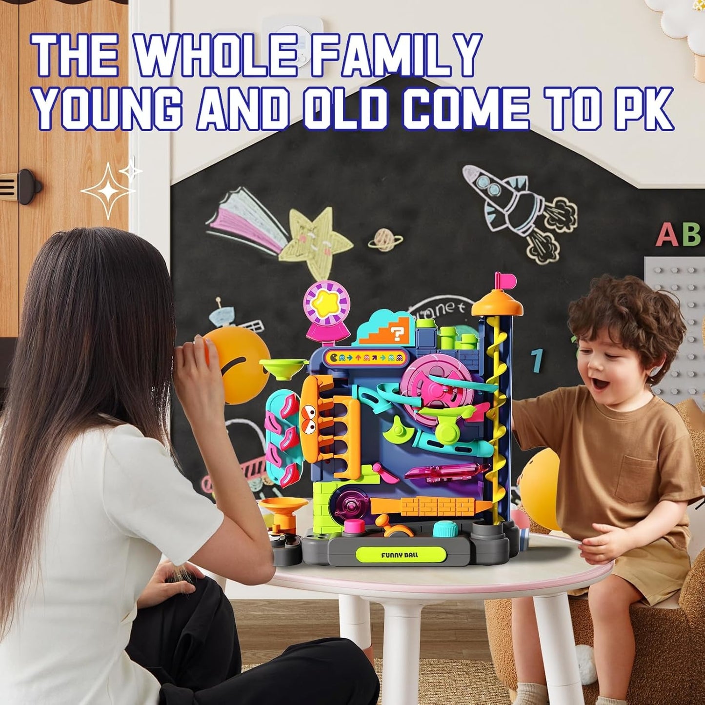 Montessori Rolling Ball Track Toy with Multi-Layer Maze and Interactive Challenges, Safe for Ages 3+