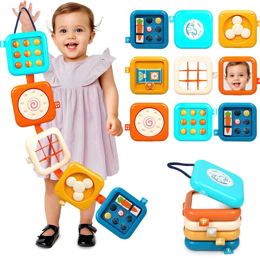Montessori Sensory Busy Cube Toy with Fine Motor Skill Support, Foldable and Portable, Safe for Ages 1+