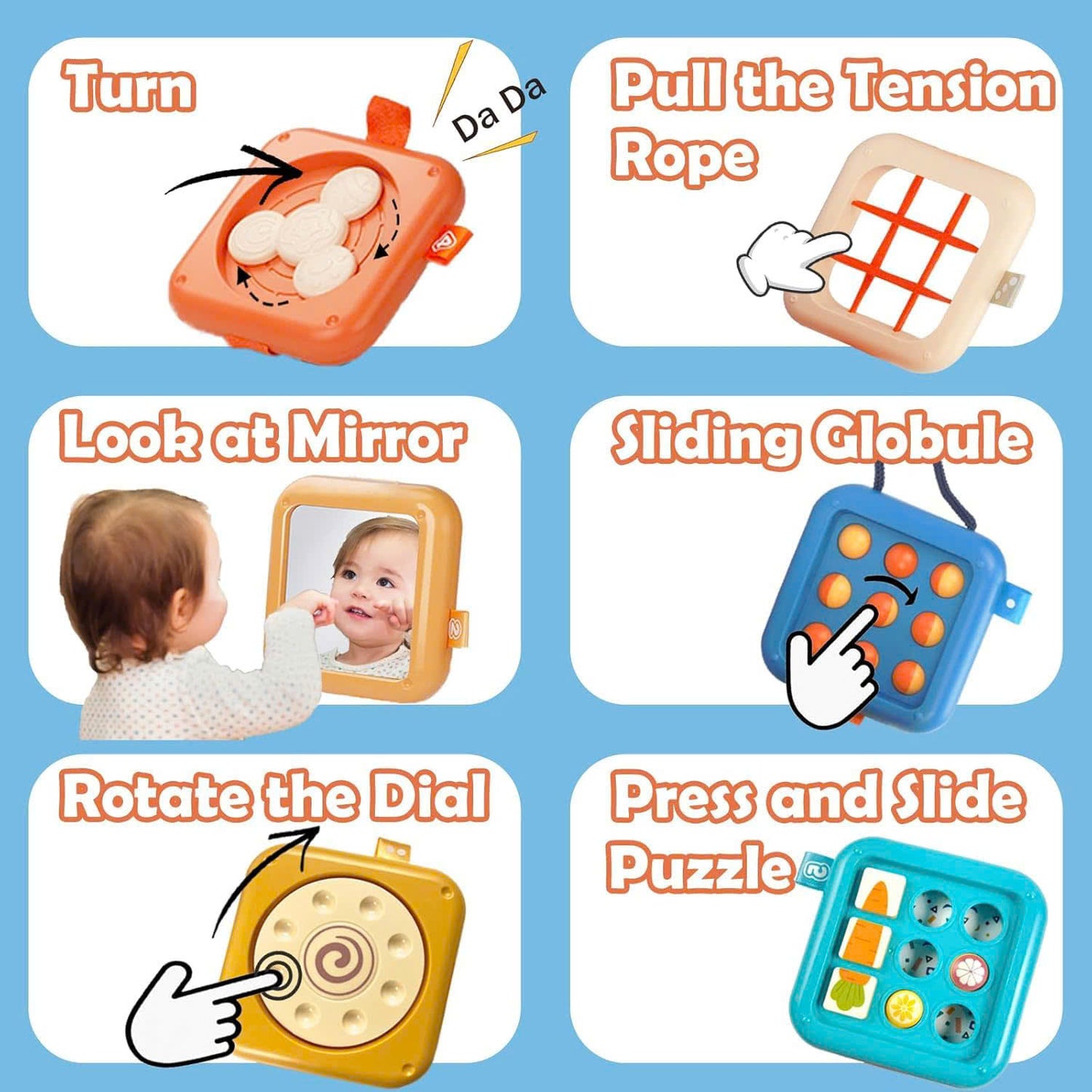 Montessori Sensory Busy Cube Toy with Fine Motor Skill Support, Foldable and Portable, Safe for Ages 1+