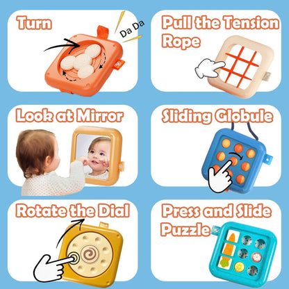 Montessori Sensory Busy Cube Toy with Fine Motor Skill Support, Foldable and Portable, Safe for Ages 1+